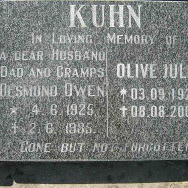 KUHN Desmond Owen 1925-1985 &amp; Olive Julia 1929-2003