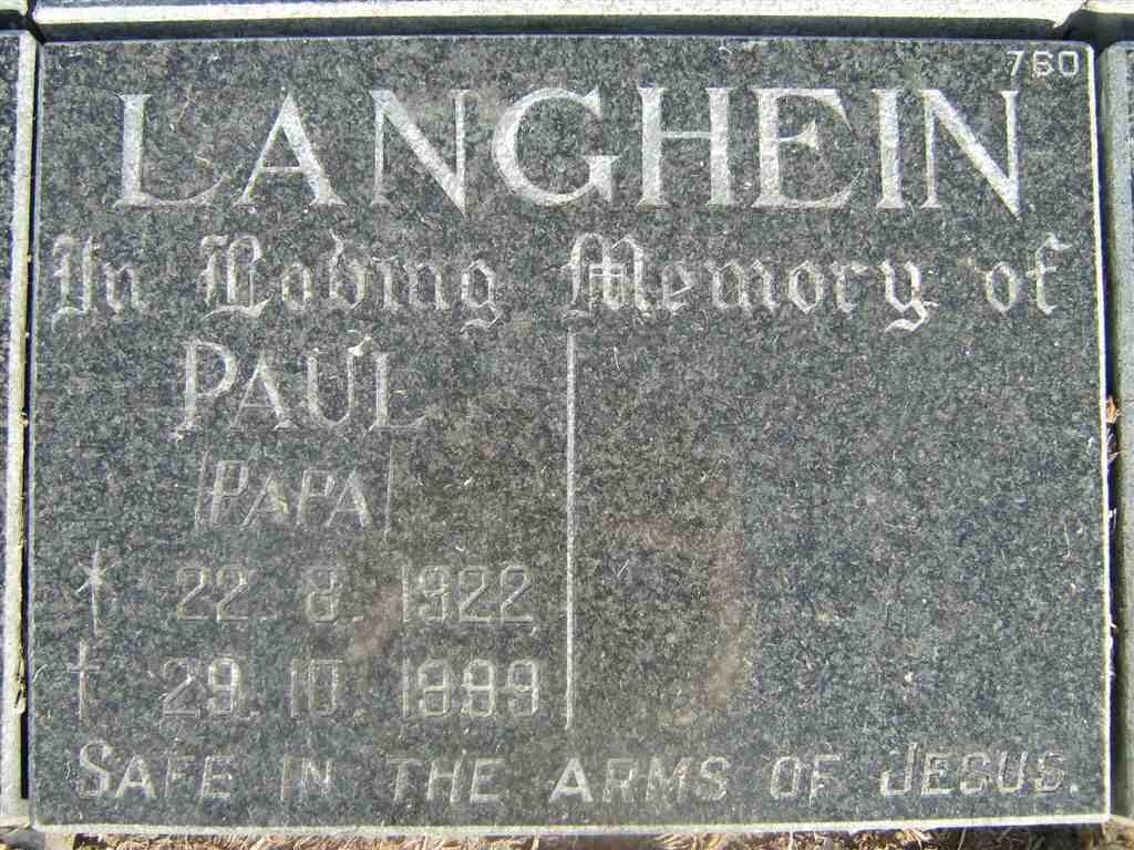 LANGHEIN Paul 1922-1999