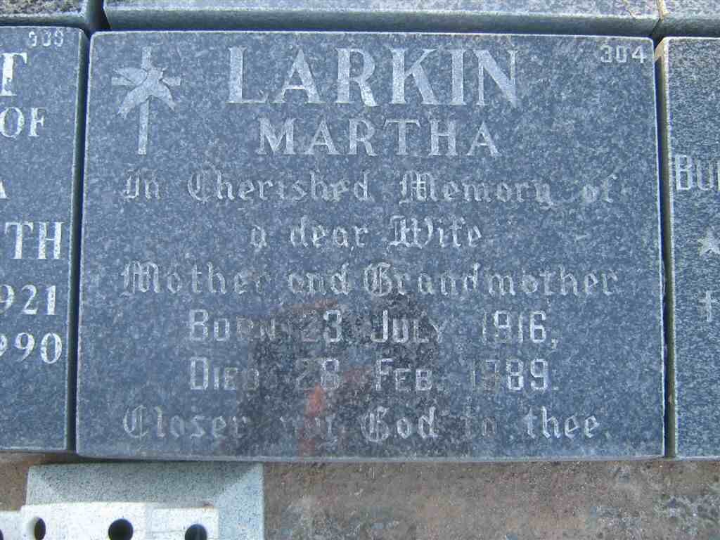 LARKIN Martha 1916-1989