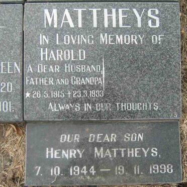 MATTHEYS Harold 1915-1983 :: MATTHEYS Henry 1944-1998