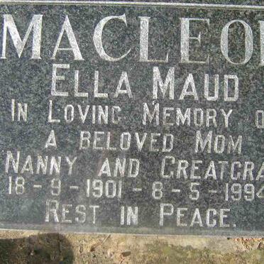 MACLEOD Ella Maud 1901-1994