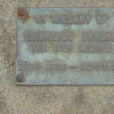 MERWE Laurence Ernest, van der 1969-1980