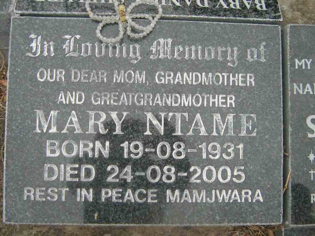 NTAME Mary 1931-2005