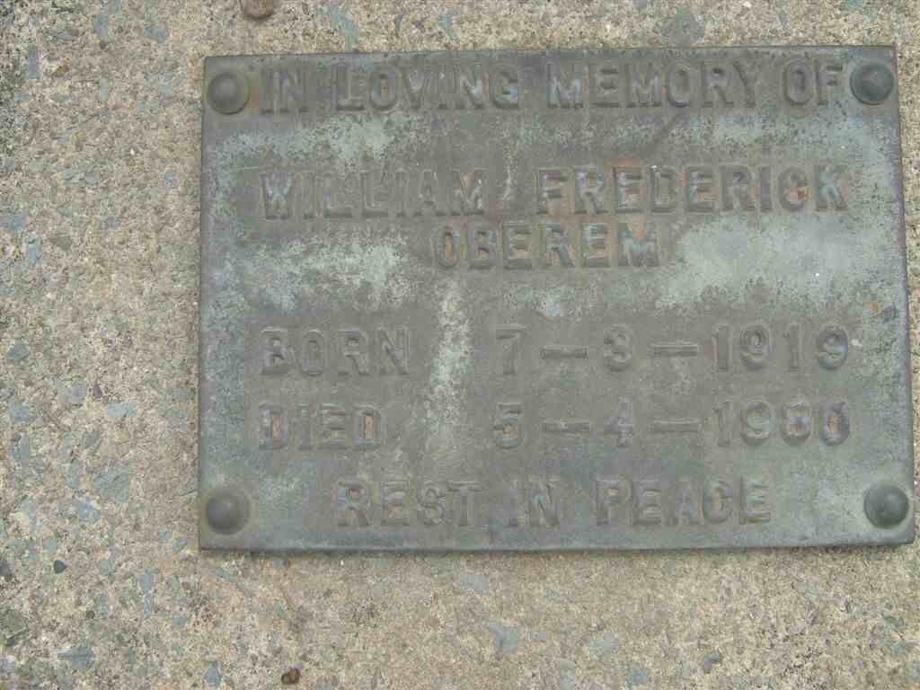 OBEREM William Frederick 1919-1980