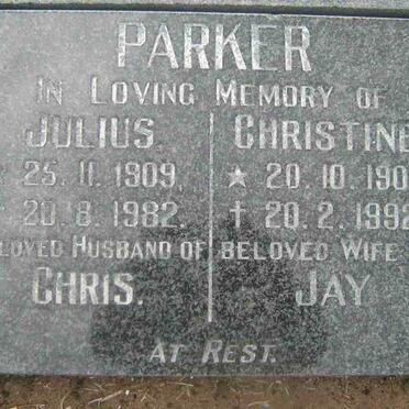 PARKER Julius 1909-1982 &amp; Christine 1909-1992