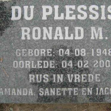 PLESSIS Ronald M., du 1948-2003