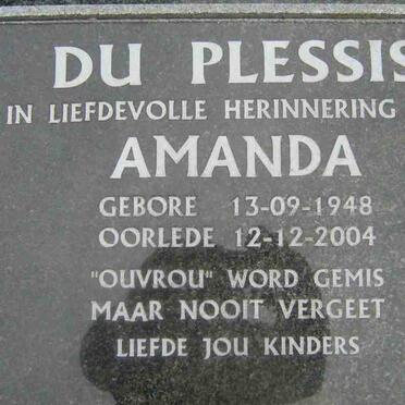 PLESSIS Amanda, du 1948-2004