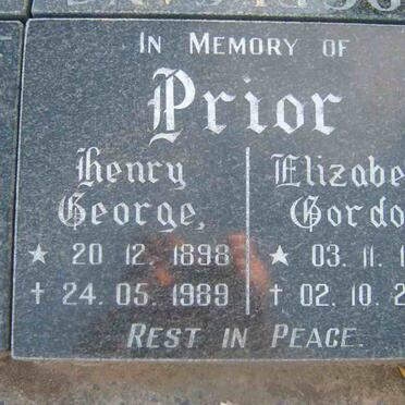 PRIOR Henry George 1898-1989 &amp; Elizabeth Gordon 1907-2000