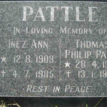 PATTLE Thomas Philip Page 1909-1997 &amp;  Inez Ann 1909-1985