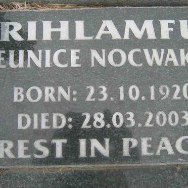 RIHLAMFU Eunice Nocwaka 1920-2003