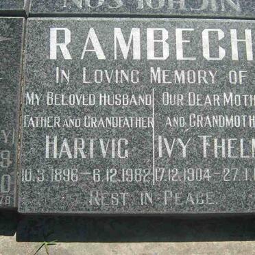 RAMBECH Hartvig 1896-1982 &amp; Ivy Thelma 1904-1998