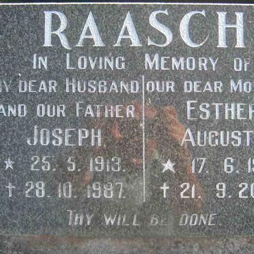 RAASCH Joseph 1913-1987 &amp; Esther Auguste 1914-2004