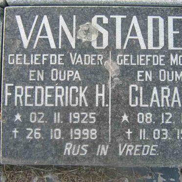 STADEN Frederick H., van 1925-1998 &amp; Clara M. 1926-1990