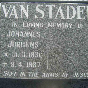 STADEN Johannes Jurgens, van 1931-1987
