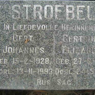 STROEBEL Gert Johannes 1928-1993 &amp; Gertruida Elizabeth 1931-1994