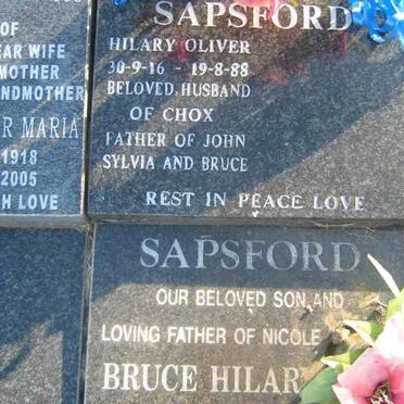 SAPSFORD Hilary Oliver 1916-1988 ::SAPSFORD Bruce Hilar