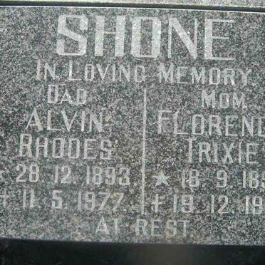 SHONE Alvin Rhodes 1893-1977 &amp; Florence Trixie 1897-1977