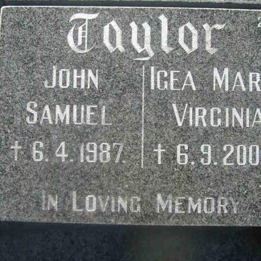 TAYLOR John Samuel -1987 &amp; Igea Maria Virginia -2002