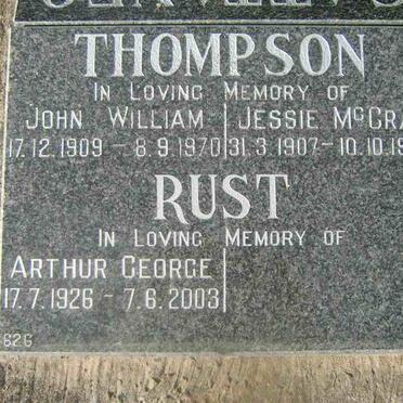 THOMPSON John William 1919-1970 &amp; Jessie McCrae 1907-1996 :: RUST Arthur George 1926-2003