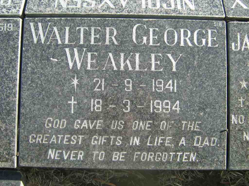 WEAKLEY Walter George 1941-1994