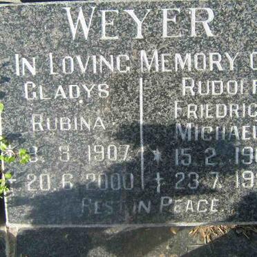 WEYER Rudolf Friedrich Michael 1905-1995 &amp; Gladys Rubina 1907-2000