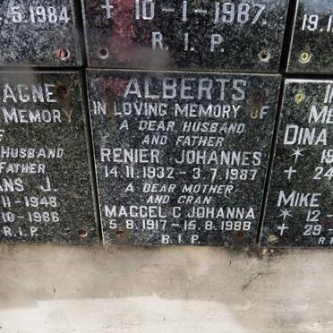 ALBERTS Renier Johannes 1932-1987 &amp; Maggel C. Johanna 1917-1988