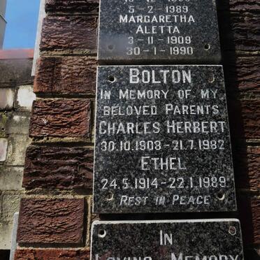 BOLTON Charles Herbert 1908-1982 &amp; Ethel 1914-1989