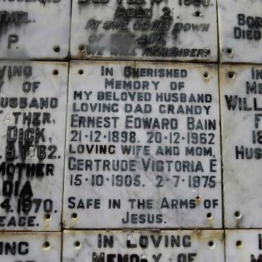 BAIN Ernest Edward 1898-1962 &amp; Gertrude Victoria E. 1905-1975