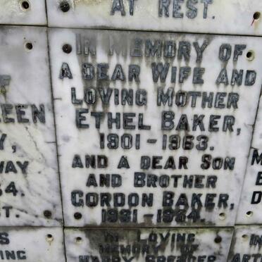 BAKER Ethel 1901-1963 :: BAKER Gordon 1931-1954