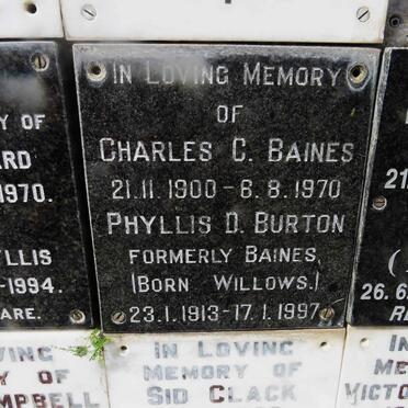 BAINES Charles C. 1900-1970 &amp; Phyllis D. BURTON formerly BAINES nee WILLOWS 1913-1997