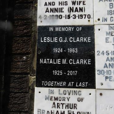 CLARKE Leslie G.J. 1924-1963  &amp; Natalie M. 1925-2017