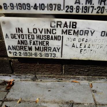 CRAIB Andrew Murray 1931-1973 &amp; Alexandra Edith 1935-2010