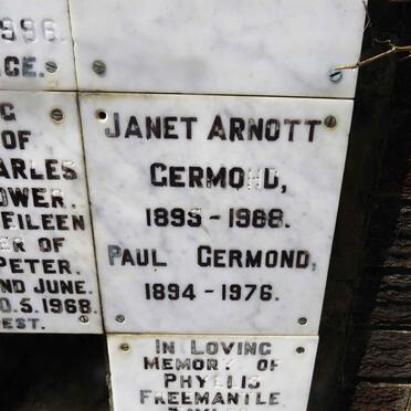 GERMOND Paul 1894-1976 &amp; Janet Arnott GERMOHD1895-1988