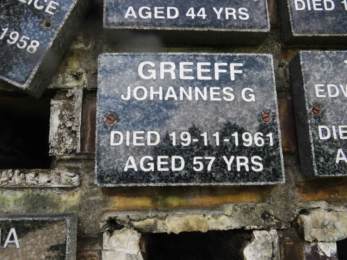 GREEFF Johannes G. -1961