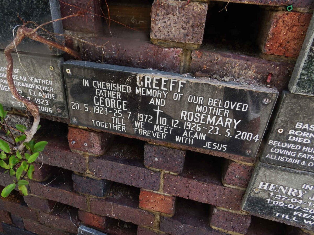 GREEFF George 1923-1972 &amp; Rosemary 1926-2004