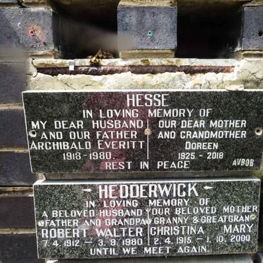 HESSE Archibald Everitt 1918-1980 &amp; Doreen 1925-2018