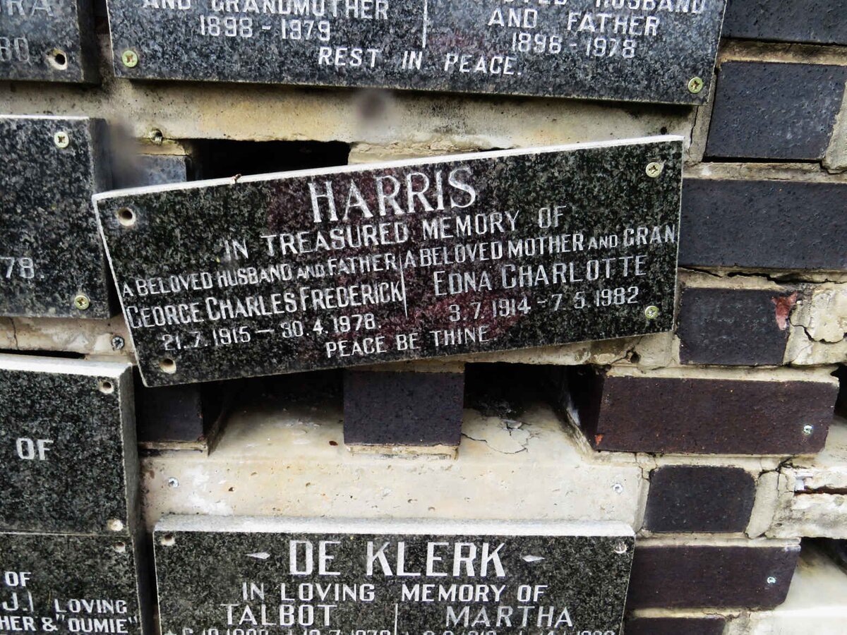 HARRIS George Charles Frederick 1915-1978 &amp; Edna Charlotte 1914-1982