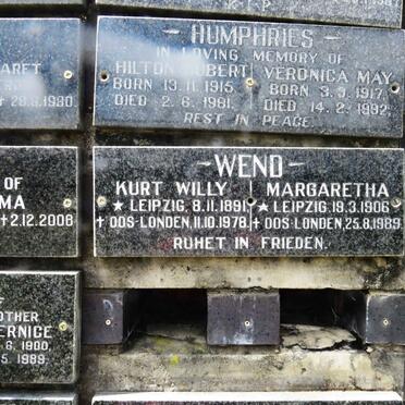 HUMPHRIES Hilton Hubert 1915-1981 &amp; Veronica May 1917-1992