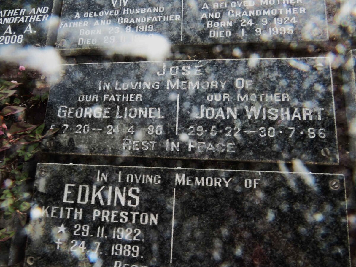 JOSE George Lionel 1920-1980 &amp; Joan WISHART 1922-1986