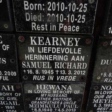 KEARNEY Samuel Richard 1945-2012 :: HEWANA Mzimkulu Paul 1940-2013