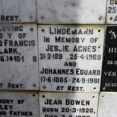 LINDEMANN Johannes Eduard 1885-1981 &amp; Jessie Agnes 1894-1969