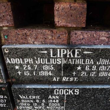 LIPKE Adolph Julius 1915-1984 &amp; Mathilda Johanna 1917-1984