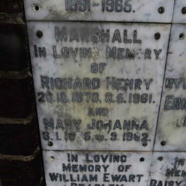 MARSHALL Richard Henry 1873-1961 &amp; Mary Johanna 1895-1962