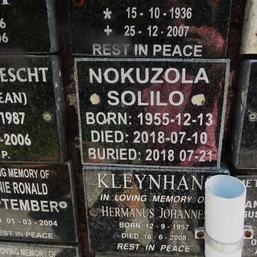 NOKUZOLA Solilo 1955-2018