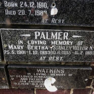 PALMER Stanley Victor N. 1905-1989 &amp; Mary Bertha 1901-1983