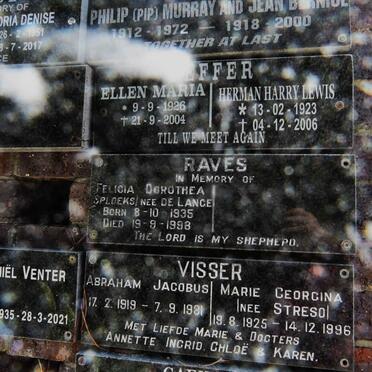 RAVES Felicia Dorothea nee DE LANGE 1935-1998