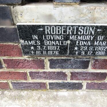 ROBERTSON James Donald 1897-1976 &amp; Edna Mary 1902-1981