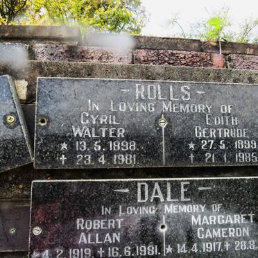 ROLLS Cyril Walter 1898-1981 &amp; Edith Gertrude 1899-1985