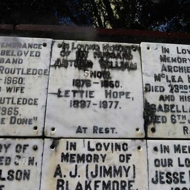 SNOW Arthur William 1876-1960 &amp; Lettie Hope 1897-1977