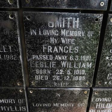 SMITH Leslie William 1910-1985 &amp; Francis -1981